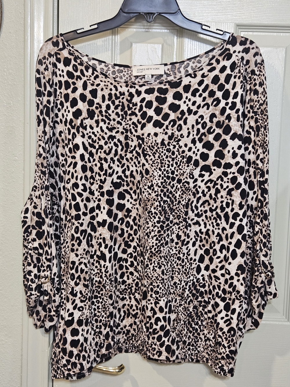 Jones New York Beige and Black Leopard Print Tunic